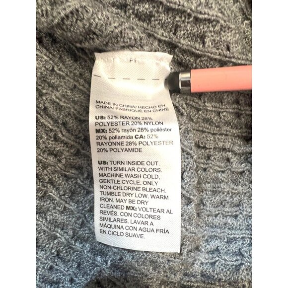 Chicos Gray Open Front Cardigan Sweater Sz 2 (Large) Rayon Nylon Blend with Belt - Picture 4 of 4